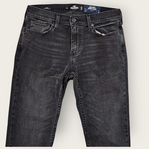 Hollister Jeans Men's 32x34 Skinny Epic Flex Charcoal Factory Distressed NWT - Picture 4 of 7